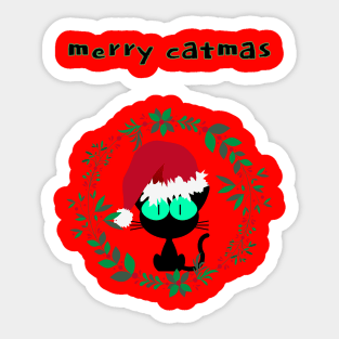 Merry Catmas Christmas Cat Sticker